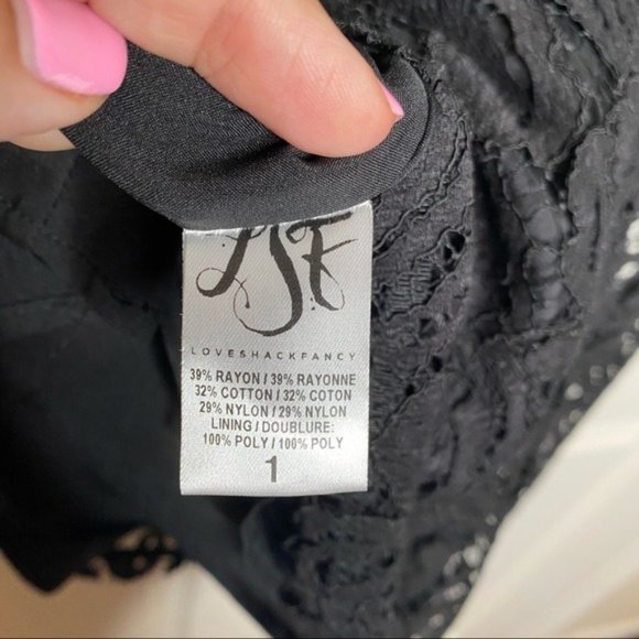 LoveShackFancy Dress Baroque Lace Bell Sleeve Mini in Black Size Small - Picture 10 of 11